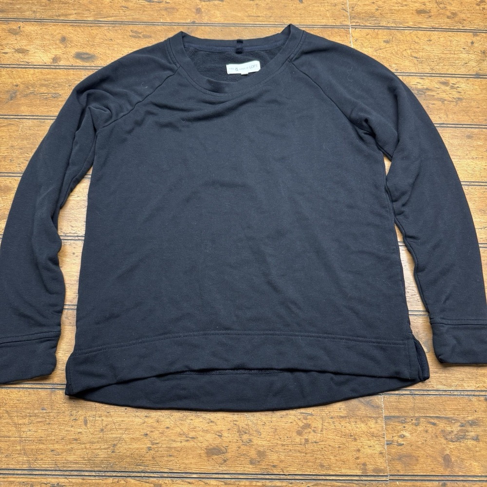 Lou & Grey Signaturesoft‎ Loungewear Top Women XS Small Black Long Sleeve